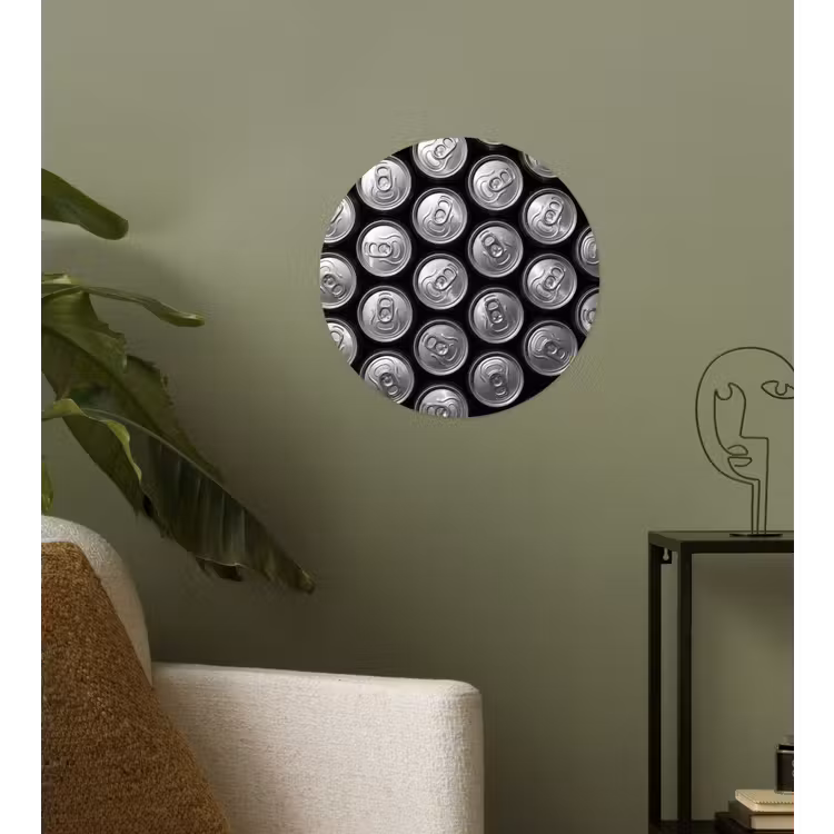 Behangcirkel - Blikjes - Aluminium - Patroon - Industrieel - Zilver — 3