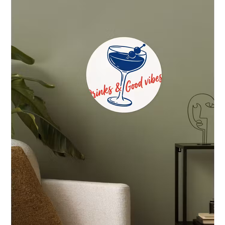 Behangcirkel - Cocktail - Glas - Illustratie - Blauw - Wit — 3
