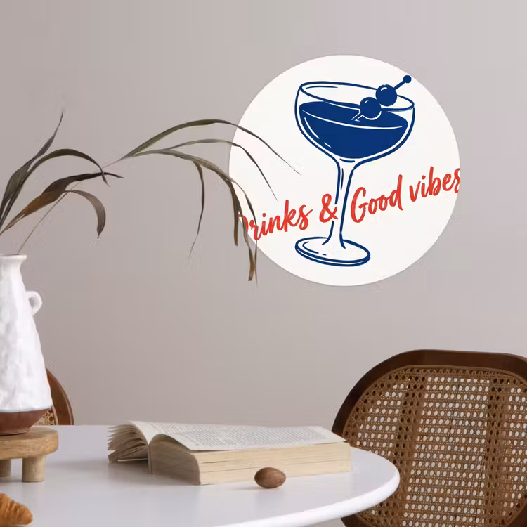 Behangcirkel - Cocktail - Glas - Illustratie - Blauw - Wit — 4