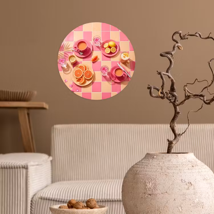 Behangcirkel - Eten - Citrusvruchten - Stillevens - Roze - Oranje — 2