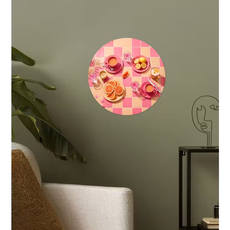 Behangcirkel - Eten - Citrusvruchten - Stillevens - Roze - Oranje — 3