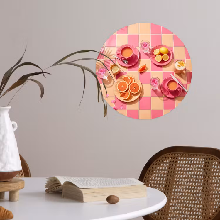 Behangcirkel - Eten - Citrusvruchten - Stillevens - Roze - Oranje — 4