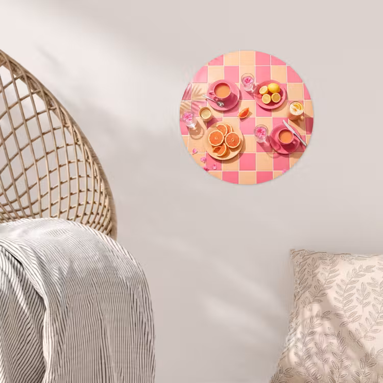 Behangcirkel - Eten - Citrusvruchten - Stillevens - Roze - Oranje — 5