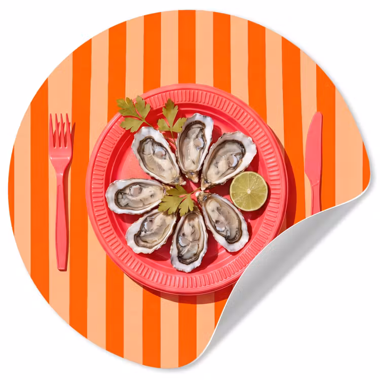 Behangcirkel - Eten - Oester - Zeevruchten - Oranje - Modern — 1