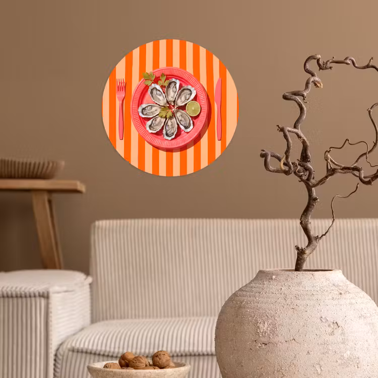 Behangcirkel - Eten - Oester - Zeevruchten - Oranje - Modern — 2