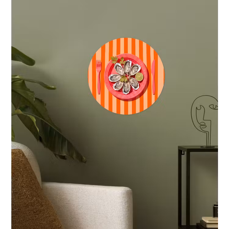 Behangcirkel - Eten - Oester - Zeevruchten - Oranje - Modern — 3