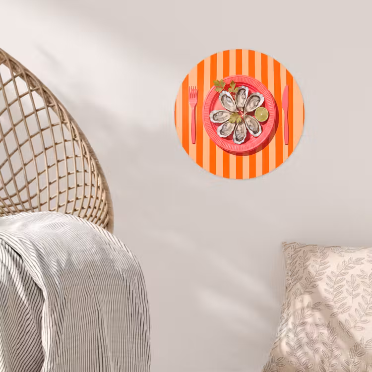 Behangcirkel - Eten - Oester - Zeevruchten - Oranje - Modern — 5