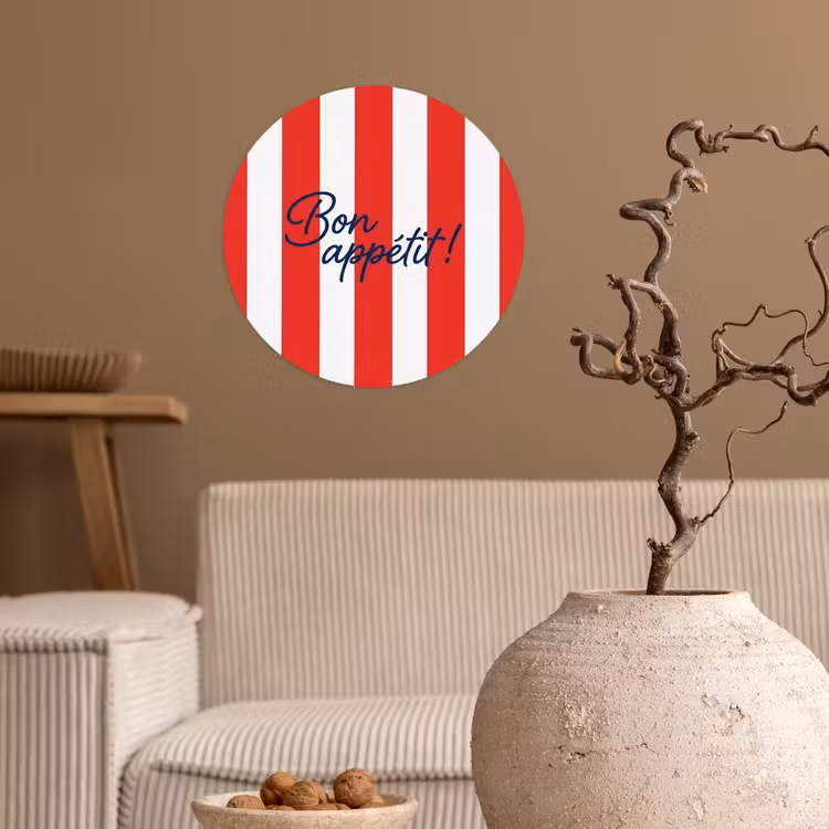 Behangcirkel - Eten - Spreuk - Keuken - Grafisch - Rood-Wit — 2