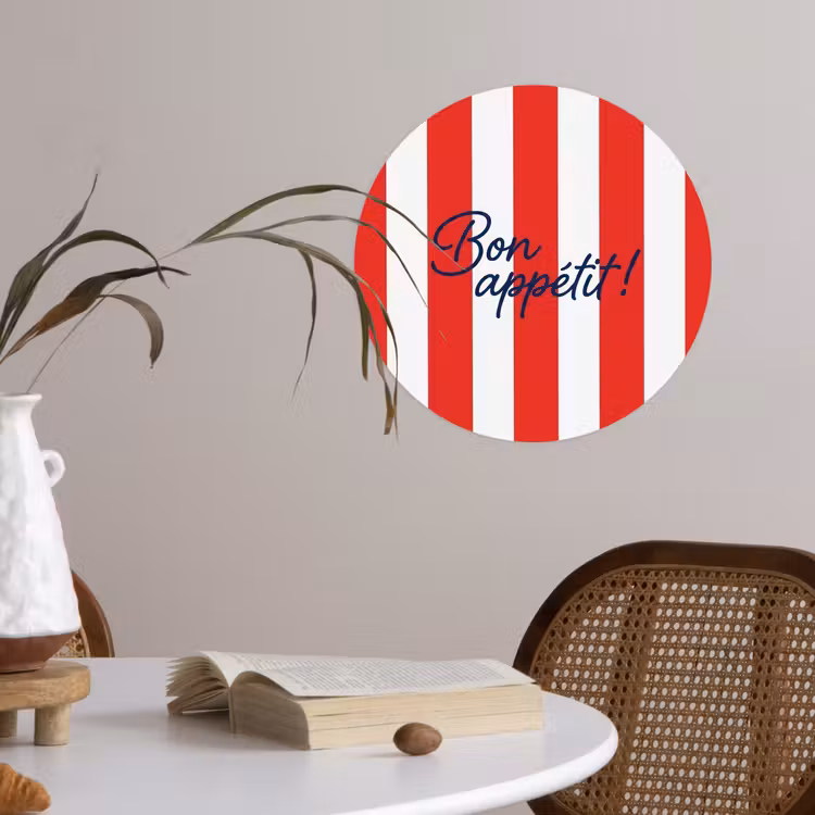 Behangcirkel - Eten - Spreuk - Keuken - Grafisch - Rood-Wit — 4