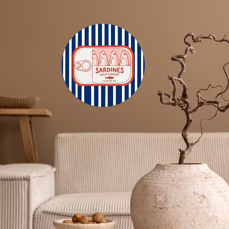 Behangcirkel - Eten - Vis - Blik - Illustratie - Rood — 2
