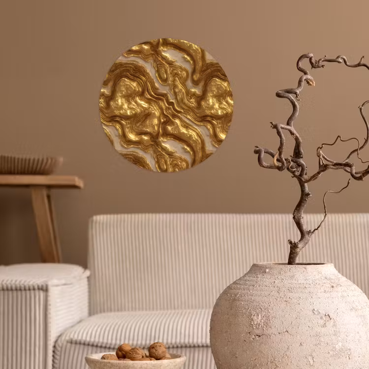 Behangcirkel - Golven - Organisch - Goud - Crème — 2
