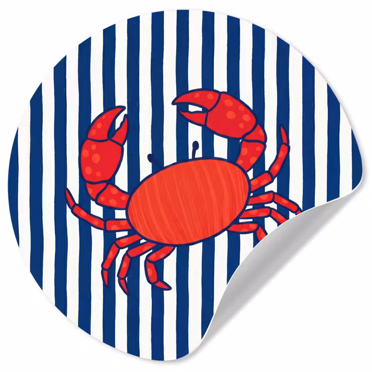 Behangcirkel - Krab - Strepen - Zeeleven - Illustratie - Rood — 1
