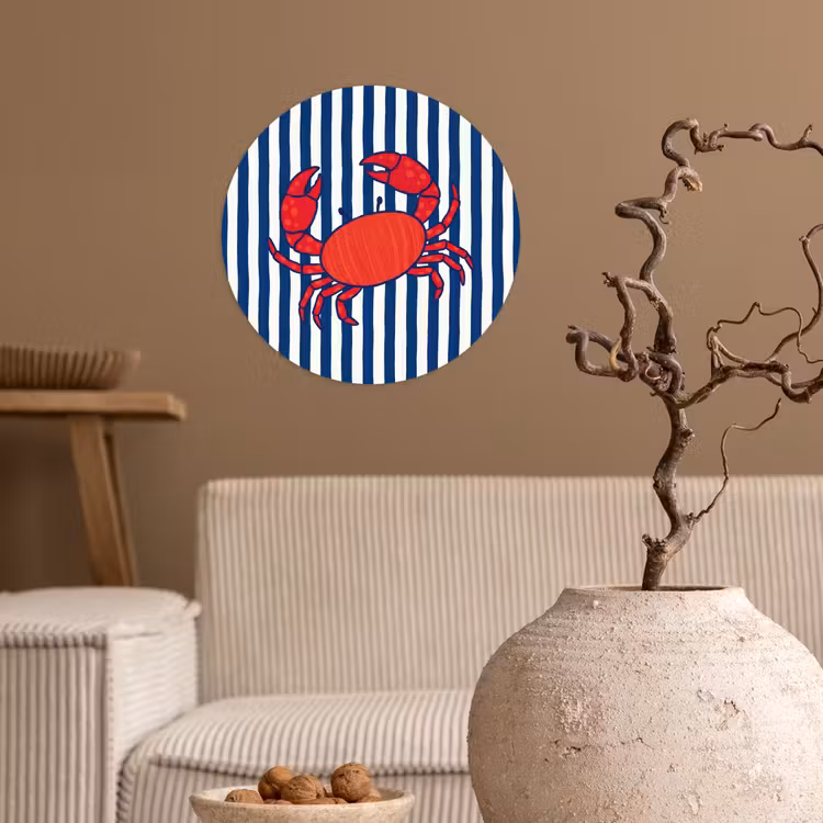 Behangcirkel - Krab - Strepen - Zeeleven - Illustratie - Rood — 2