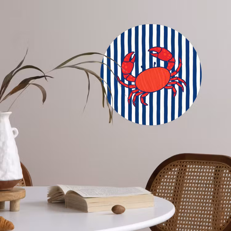 Behangcirkel - Krab - Strepen - Zeeleven - Illustratie - Rood — 4