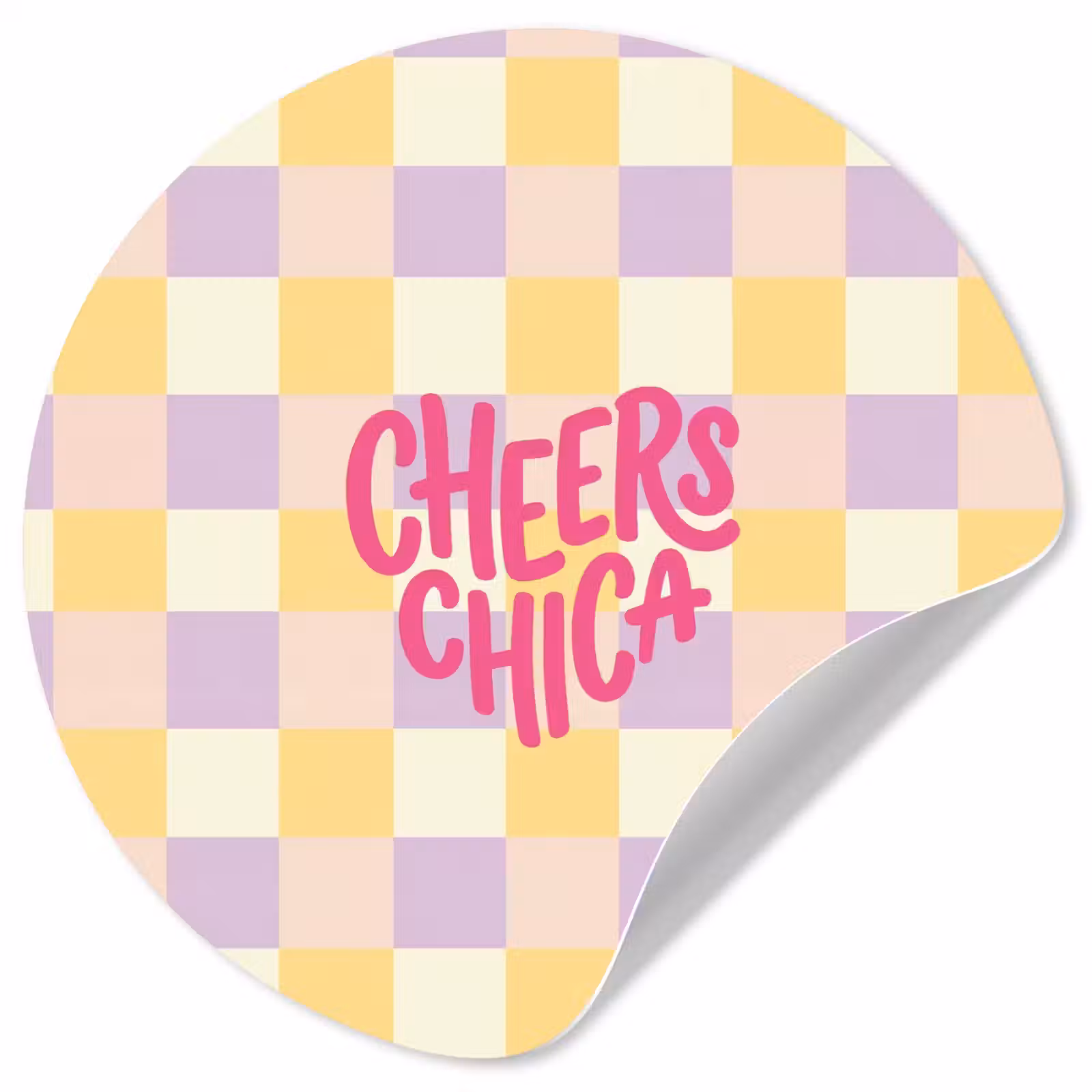 Behangcirkel - Cheers Chica - Ruitjes - Lila - Geel — 1