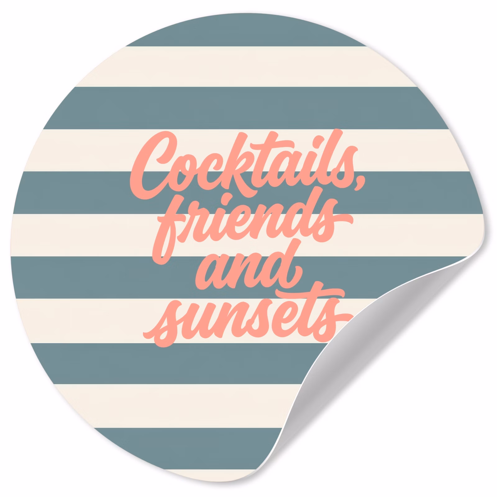 Behangcirkel - Cocktails - Strepen - Blauw - Koraal — 1