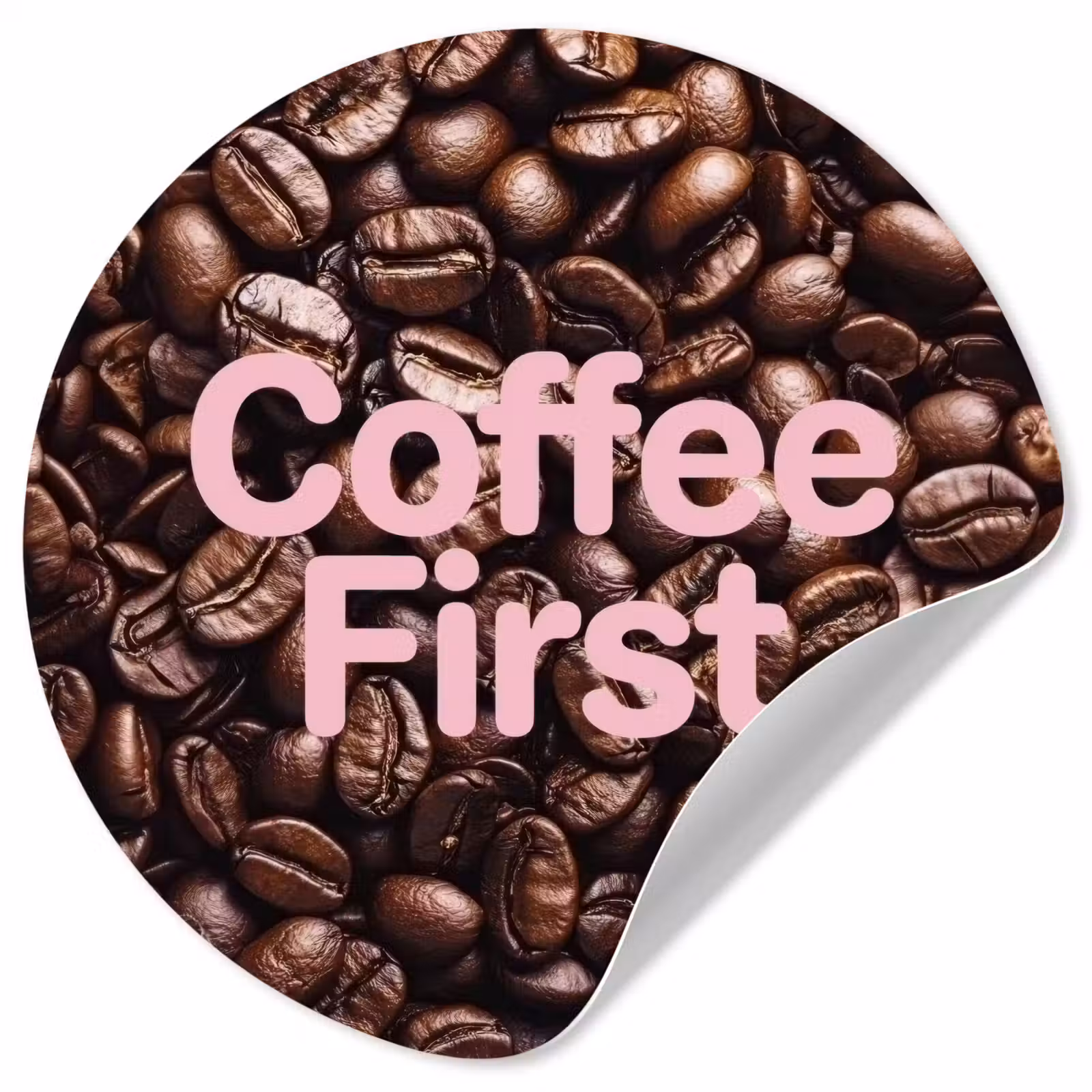 Behangcirkel - Coffee First - Koffiebonen - Roze — 1