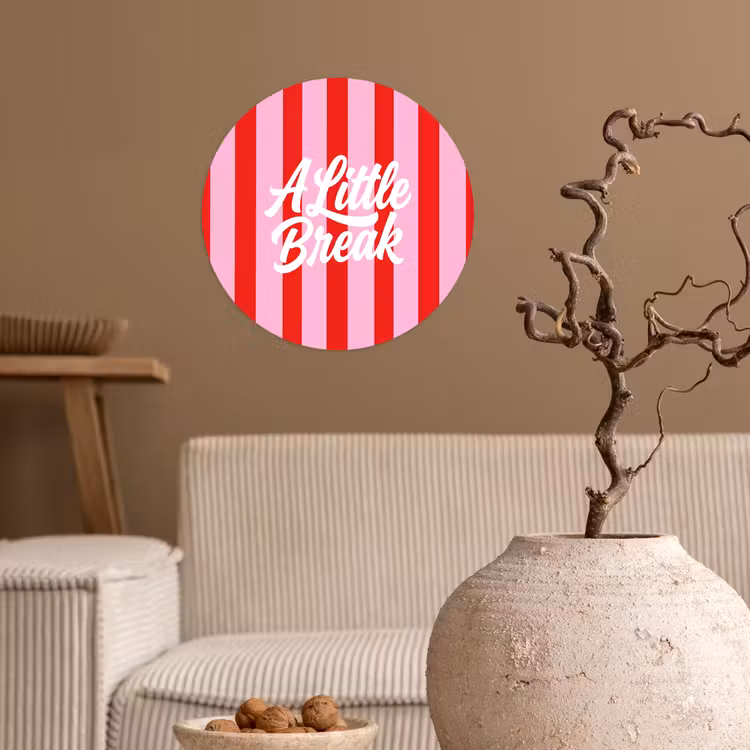 Behangcirkel - A Little Break - Strepen - Rood - Roze — 2