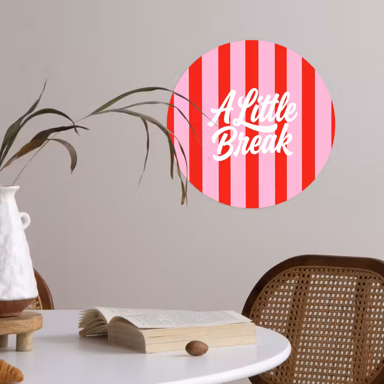 Behangcirkel - A Little Break - Strepen - Rood - Roze — 4