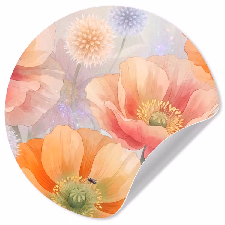 Behangcirkel - Bloemen - Aquarel - Natuur - Modern - Kleurrijk — 1