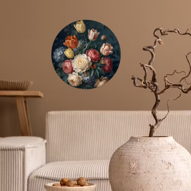 Behangcirkel - Bloemen - Boeket - Natuur - Klassiek - Donker — 2