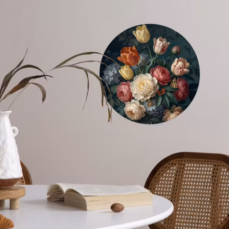 Behangcirkel - Bloemen - Boeket - Natuur - Klassiek - Donker — 4
