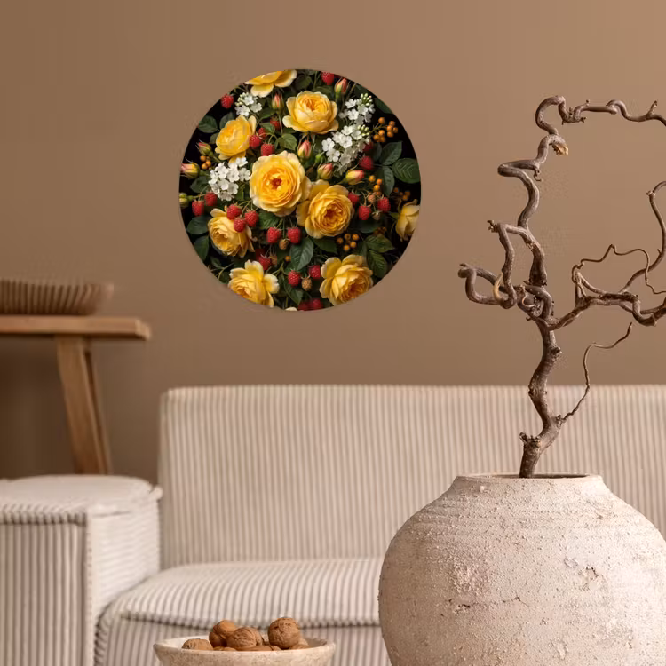 Behangcirkel - Bloemen - Boeket - Natuur - Klassiek - Geel — 2