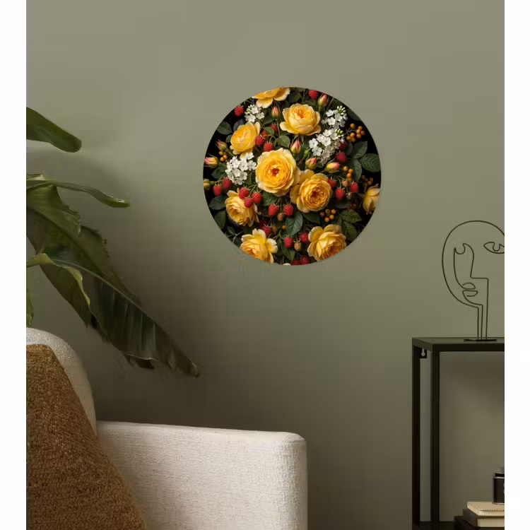 Behangcirkel - Bloemen - Boeket - Natuur - Klassiek - Geel — 3