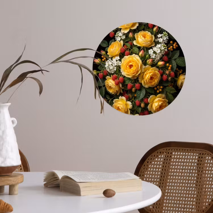 Behangcirkel - Bloemen - Boeket - Natuur - Klassiek - Geel — 4