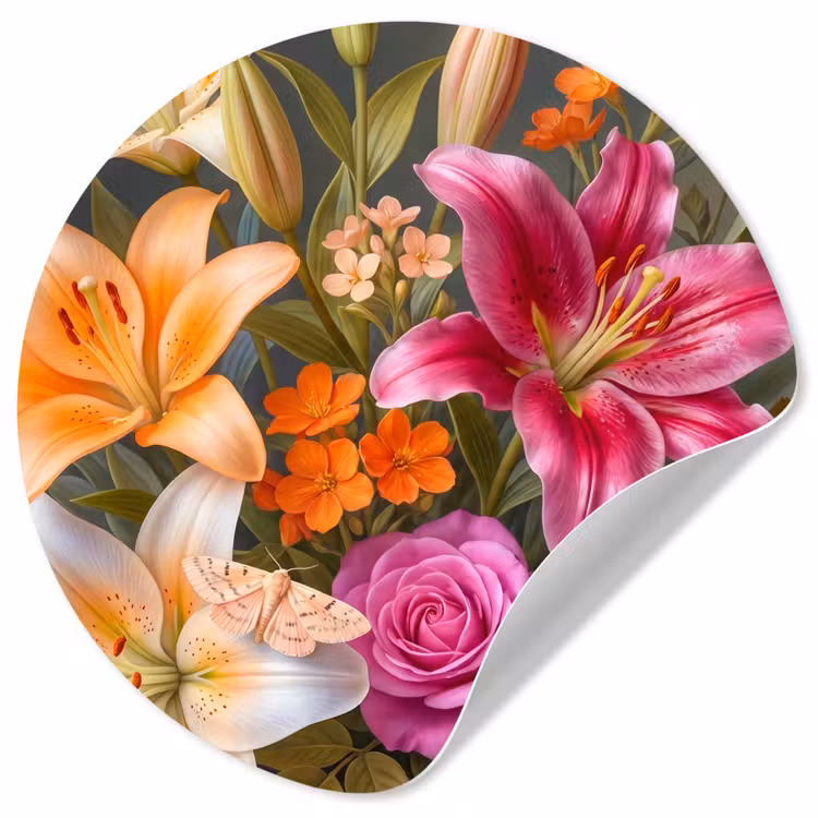Behangcirkel - Bloemen - Boeket - Natuur - Kleurrijk - Modern — 1