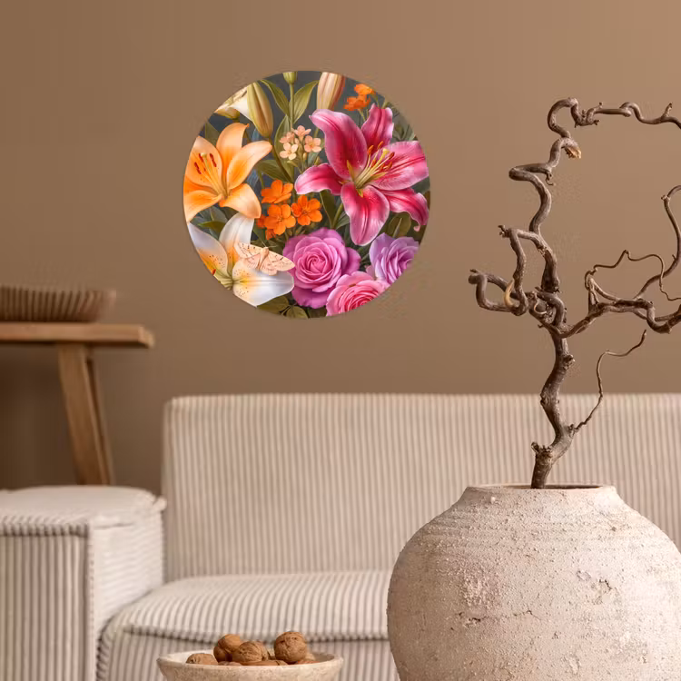 Behangcirkel - Bloemen - Boeket - Natuur - Kleurrijk - Modern — 2