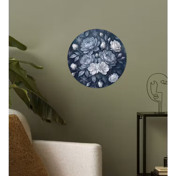 Behangcirkel - Bloemen - Boeket - Winter - Abstract - Blauw — 3
