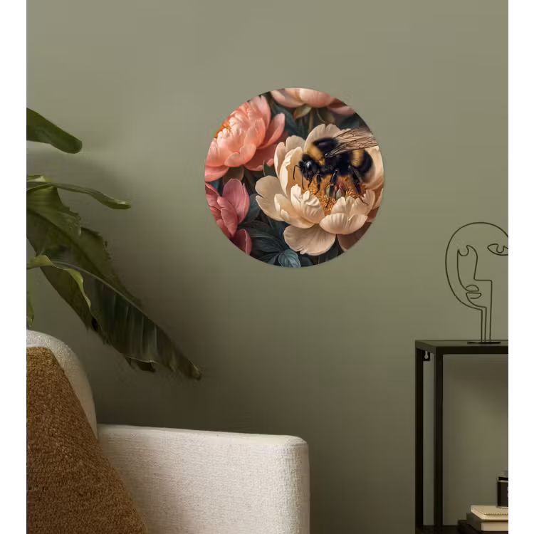 Behangcirkel - Bloemen - Insect - Natuur - Roze — 3