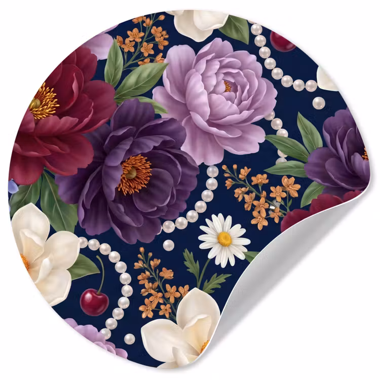 Behangcirkel - Bloemen - Parels - Decoratie - Modern - Blauw — 1