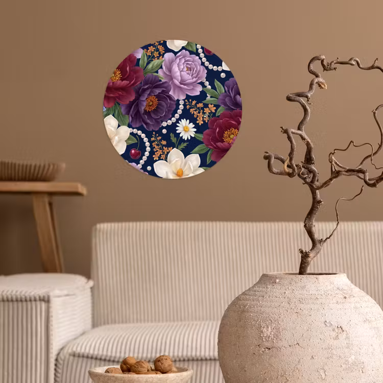 Behangcirkel - Bloemen - Parels - Decoratie - Modern - Blauw — 2