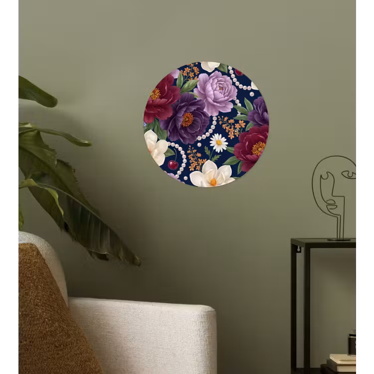 Behangcirkel - Bloemen - Parels - Decoratie - Modern - Blauw — 3