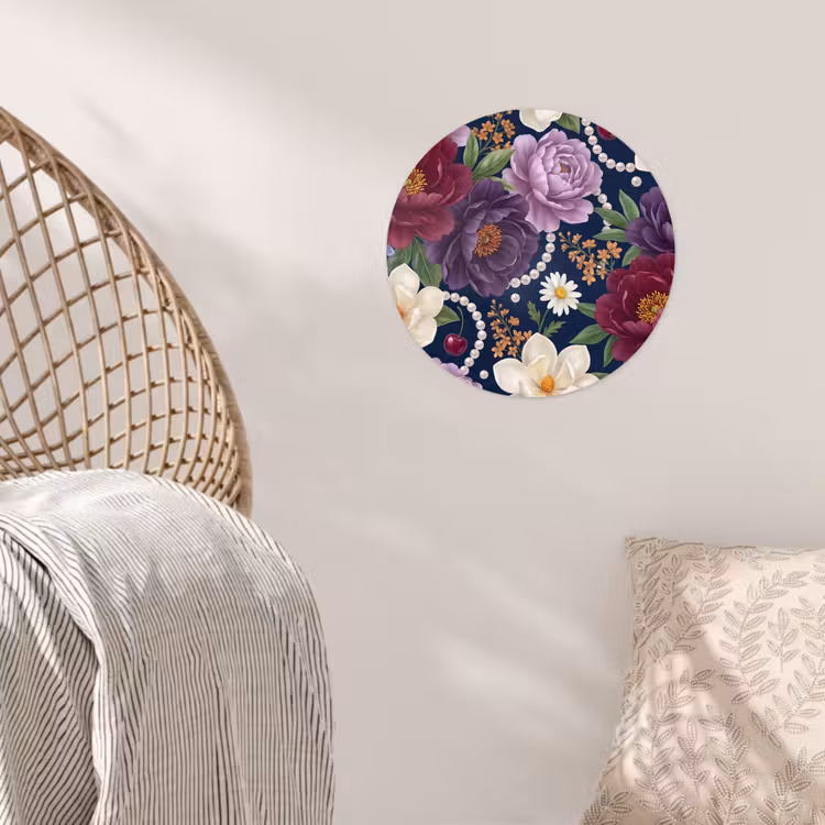 Behangcirkel - Bloemen - Parels - Decoratie - Modern - Blauw — 5