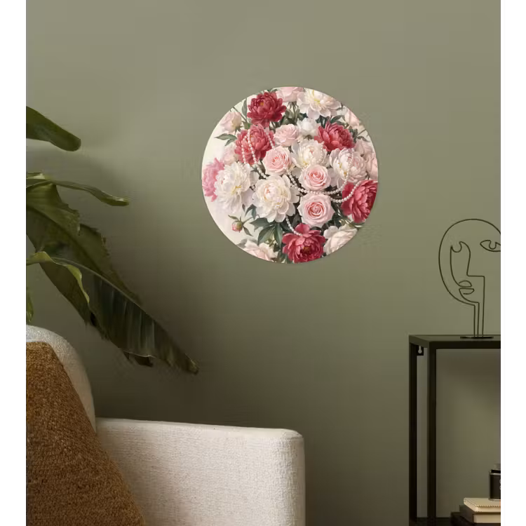 Behangcirkel - Bloemen - Parels - Romantiek - Klassiek - Roze — 3