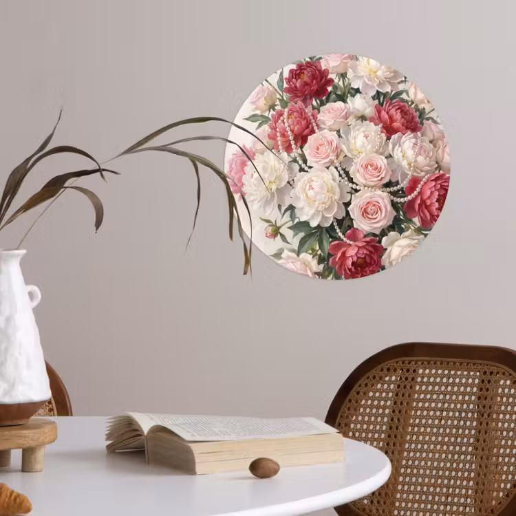 Behangcirkel - Bloemen - Parels - Romantiek - Klassiek - Roze — 4