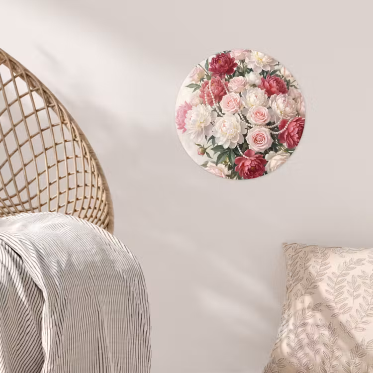 Behangcirkel - Bloemen - Parels - Romantiek - Klassiek - Roze — 5