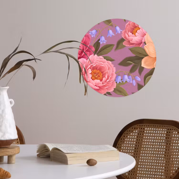 Behangcirkel - Bloemen - Patroon - Illustratie - Roze — 4