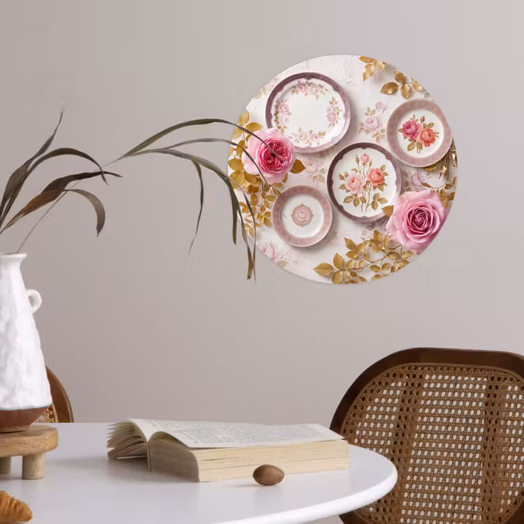 Behangcirkel - Bloemen - Patroon - Vintage - Roze - Decoratie — 4