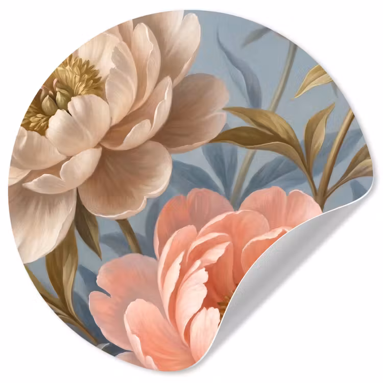 Behangcirkel - Bloemen - Roze - Beige - Modern - Natuur — 1