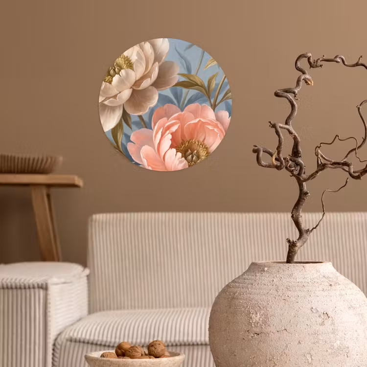 Behangcirkel - Bloemen - Roze - Beige - Modern - Natuur — 2