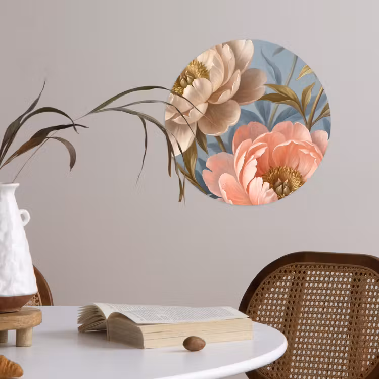Behangcirkel - Bloemen - Roze - Beige - Modern - Natuur — 4