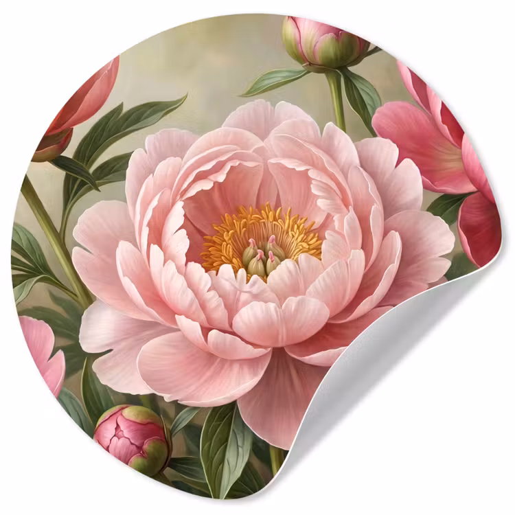 Behangcirkel - Bloemen - Roze - Klassiek - Gedetailleerd - Natuur — 1