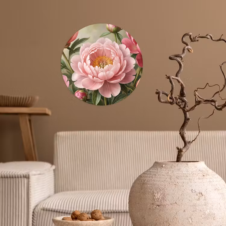 Behangcirkel - Bloemen - Roze - Klassiek - Gedetailleerd - Natuur — 2