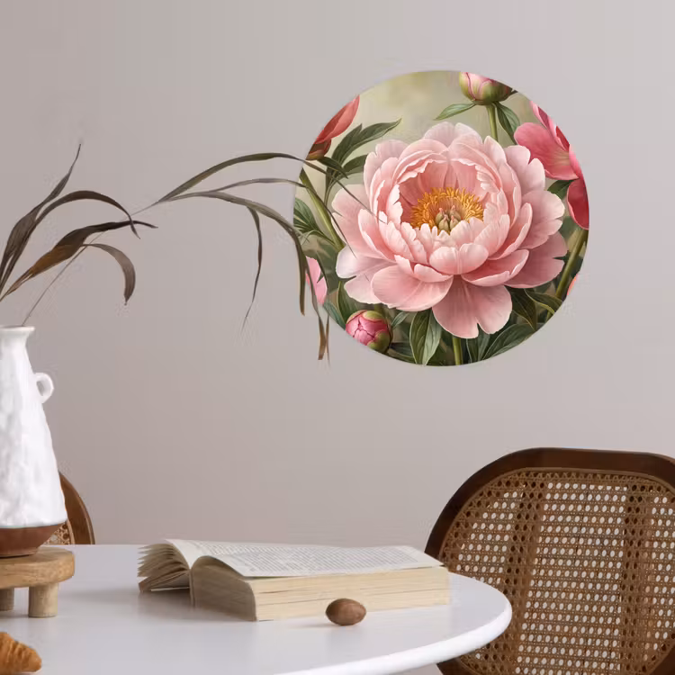 Behangcirkel - Bloemen - Roze - Klassiek - Gedetailleerd - Natuur — 4