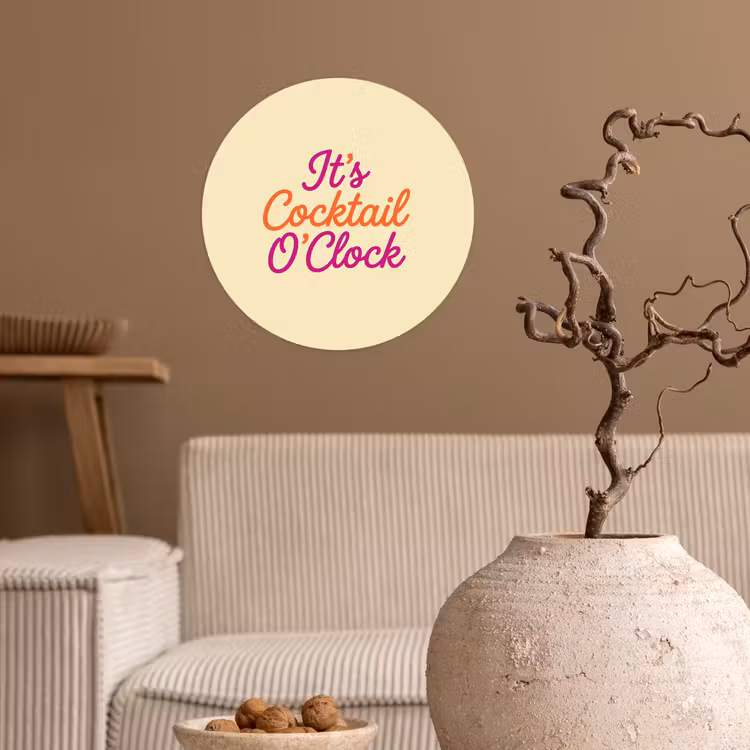 Behangcirkel - Cocktail O'Clock - Geel - Retro — 2
