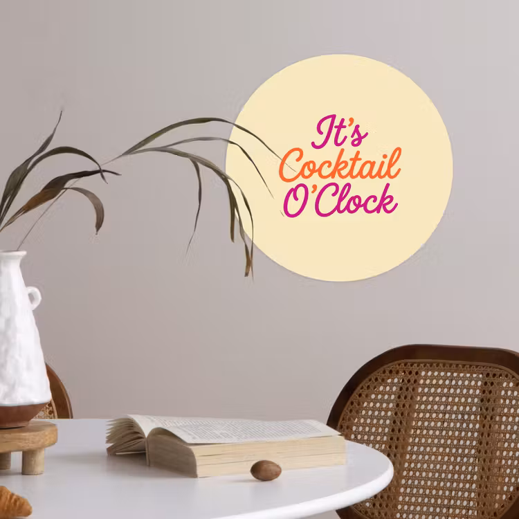 Behangcirkel - Cocktail O'Clock - Geel - Retro — 4